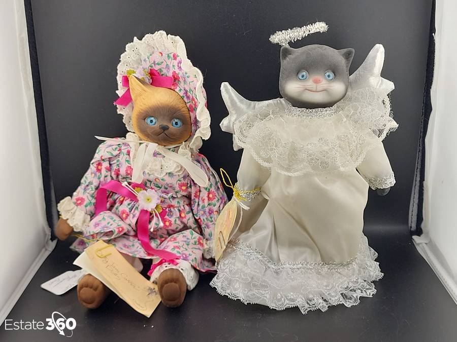 Two Vintage Goebel Cat Porcelain Dolls By Betty Jane Carter