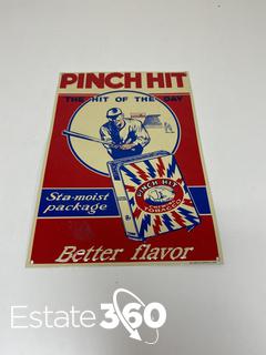 pinch hit chewing tobacco Vintage Pinch Hit Chewing Tobacco Sign Baseball Embossed Tin Tacker Thick Steel Pinch-Hit Chewing Tobacco Babe Ruth