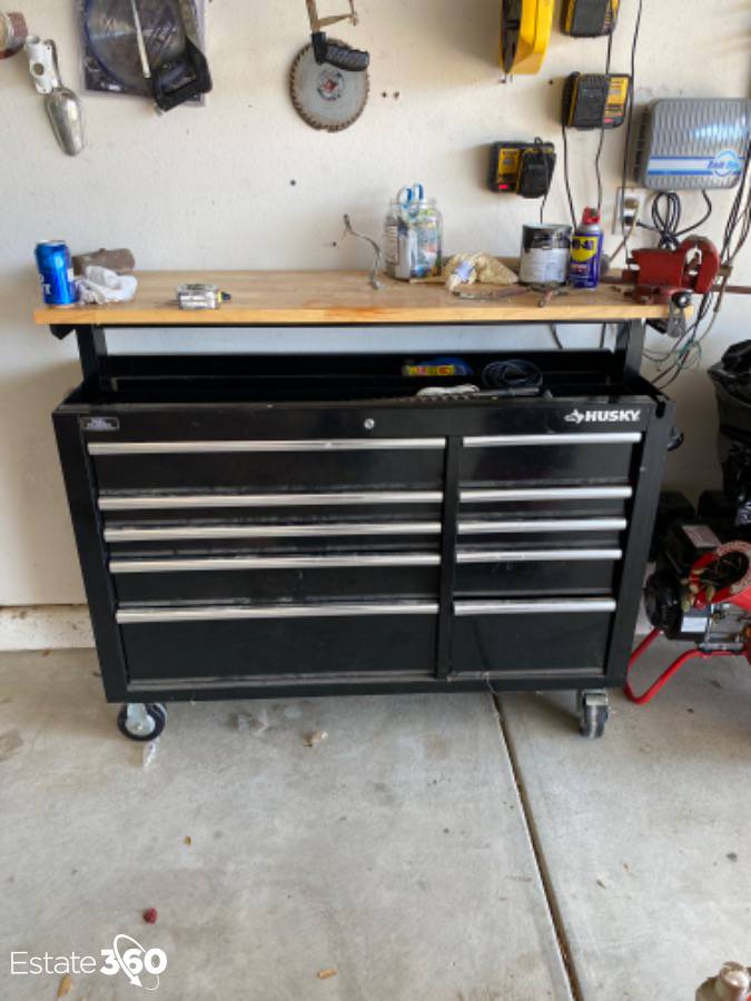 Tool trolley with tool drawers. Workshop toolbox. Greencut 