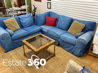 Denim sectional sofa discount