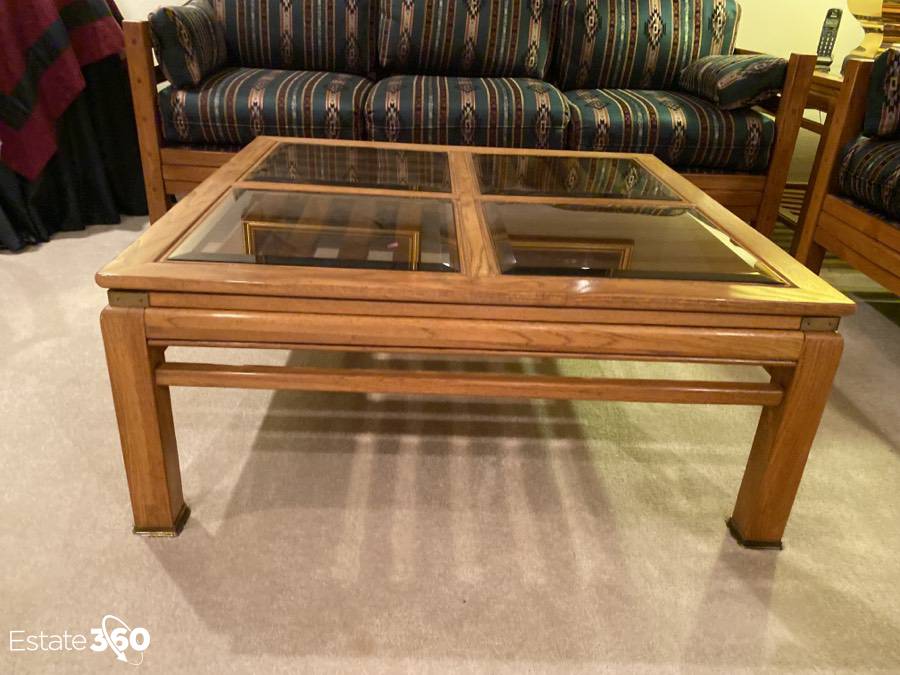 glass panel coffee table