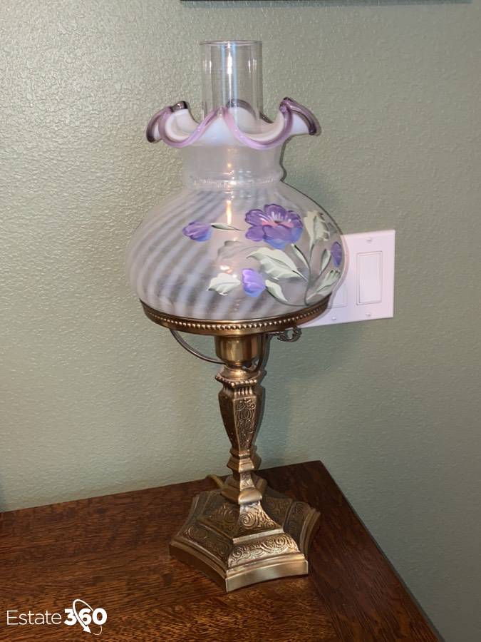 Beautiful hand painted fenton 2024 lamp