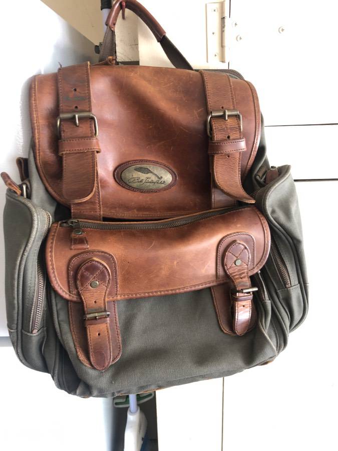 bob timberlake leather backpack Bob Timberlake backpack rucksack vintage leather and canvas