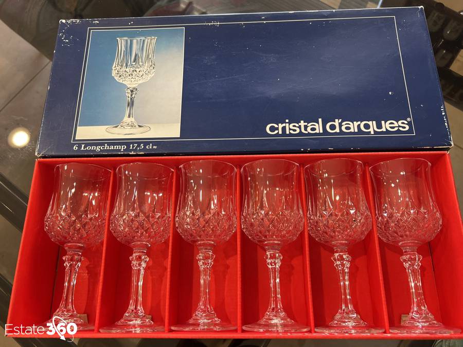 Vintage Cristal D'Arques Ruby Red Wine Goblets - Pine Grove Hall