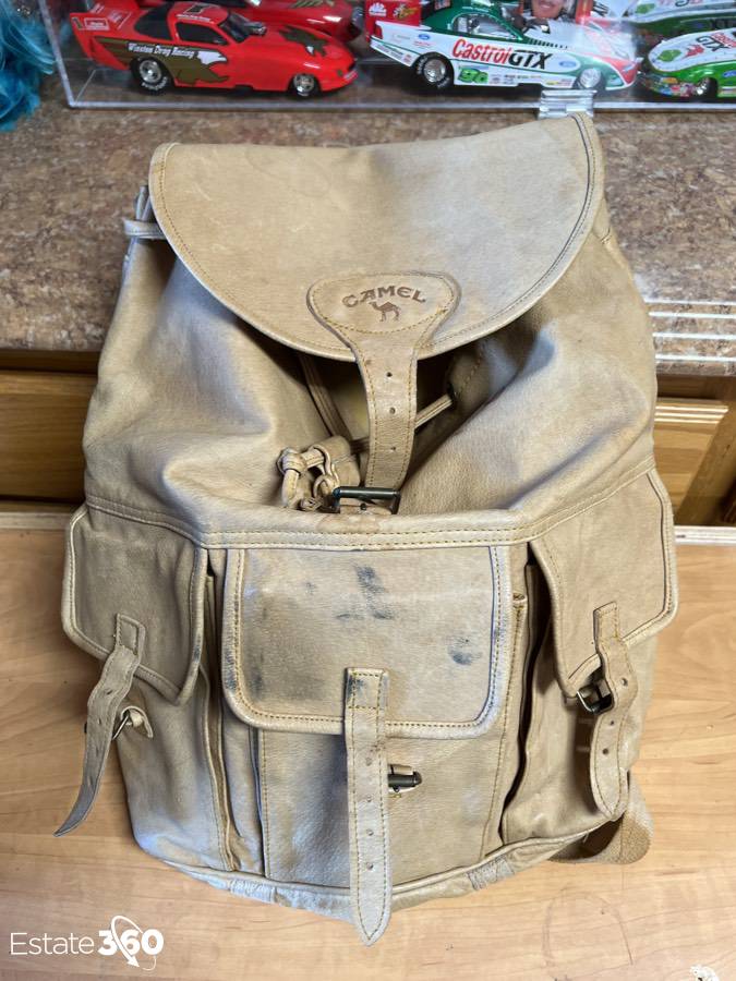 Camel Cigarette Brand Leather Backpack Auction