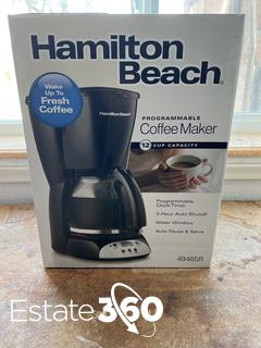 Sold at Auction: HAMILTON BEACH PROGRAMMABLE COFFEE MAKER 12 CUP CAPACITY-  NEW IN BOX