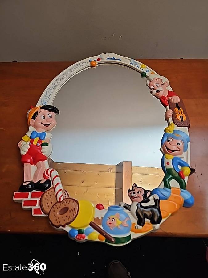 60'sヴィンテージ Disney ディズニー ピノキオ ウォールミラー 壁掛け 60'sヴィンテージ Disney ディズニー ピノキオ ウォールミラー