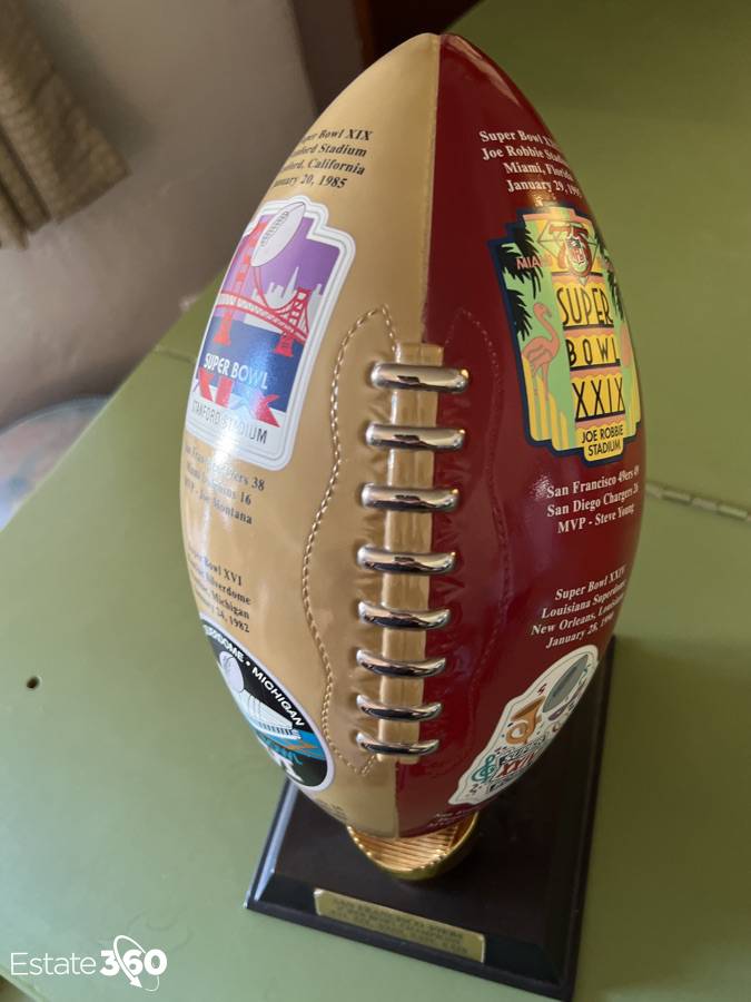 Danbury Mint San Fransisco 49ers Commemorative NFL Dynasty Trophy Super  Bowl Ball